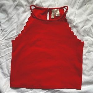 H&M Divided Cropped Scalloped Top